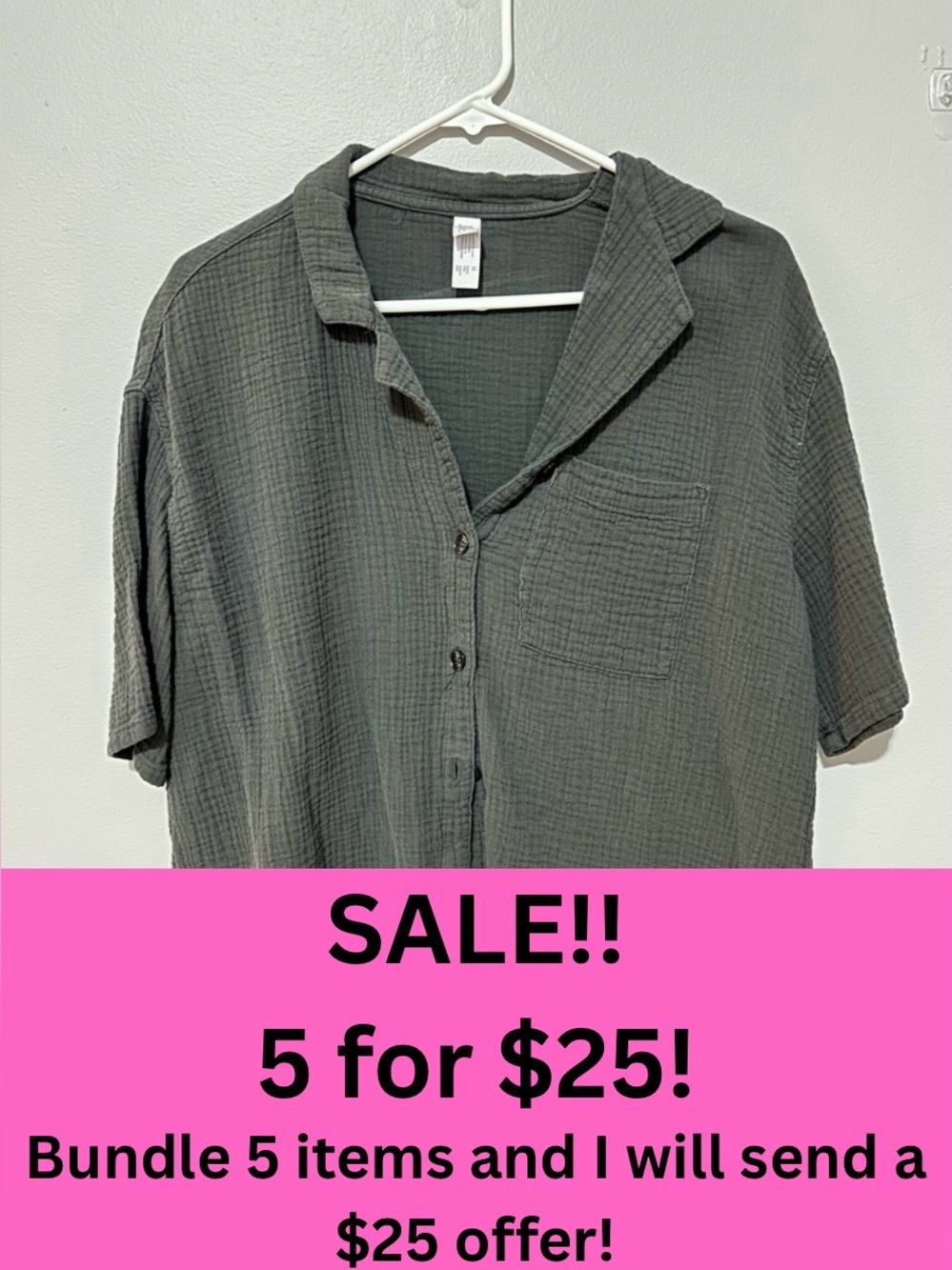 5/$25 stars above Relaxed Button-Down cotton shirt